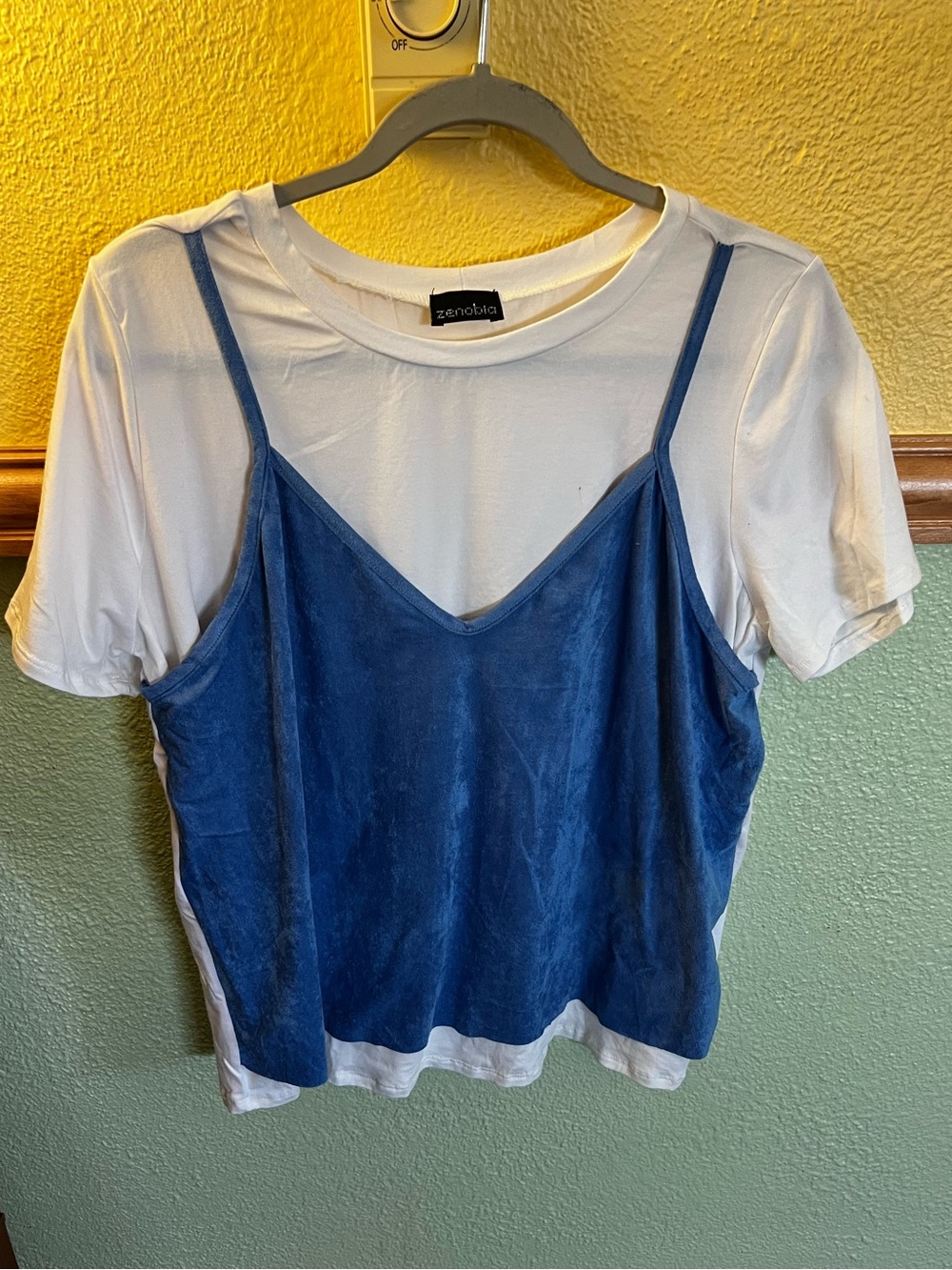 Zenobia Blue & White Layered Top | Cotton Blend | Boho Y2K